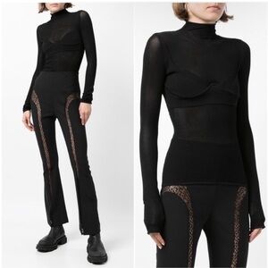 Dion Lee Moulded Mesh Stretch Knit Long Sleeve Top Black